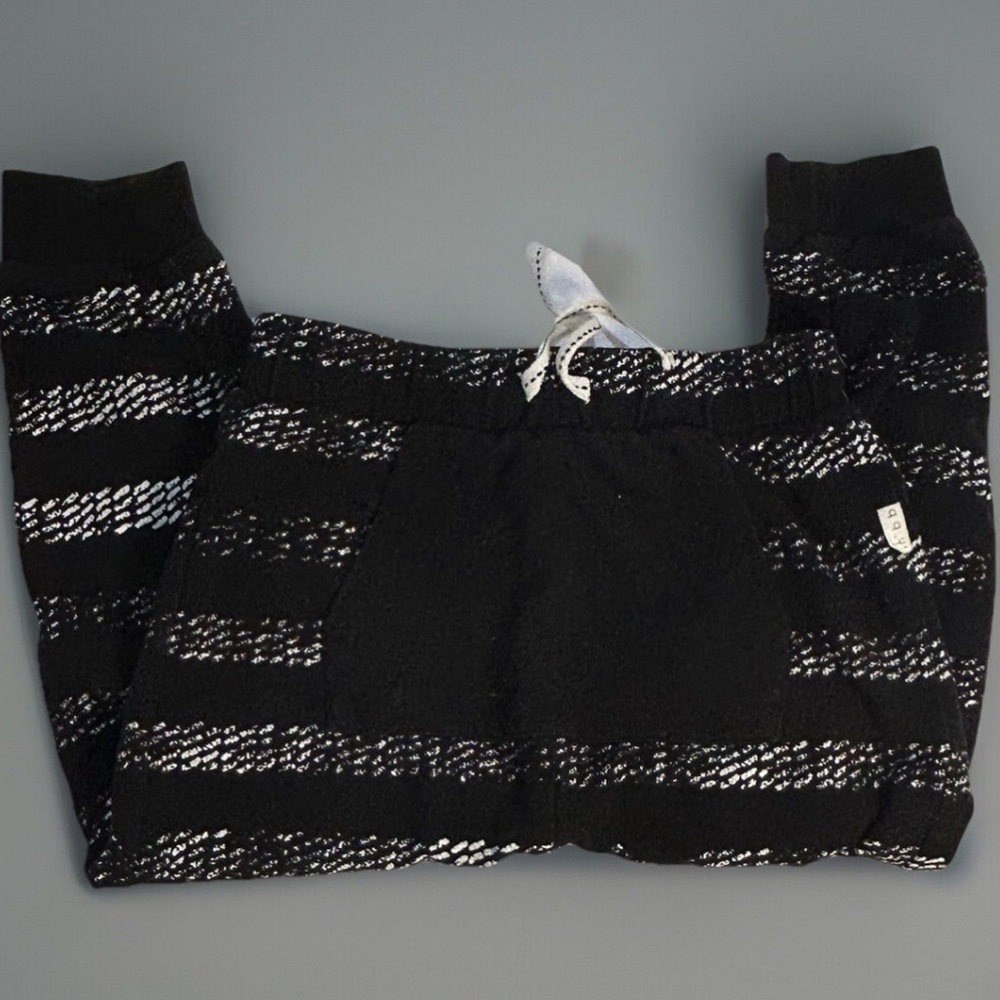 Miles Baby Black White Striped Print Jogger Pants Toddler Size 4 Unisex Pocket